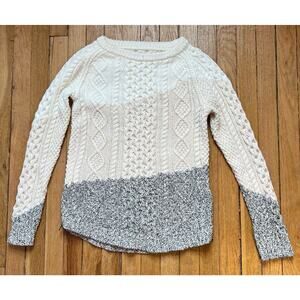 L.L. Bean Signature Fisherman Sweater Cable Knit Side Zippers Tri Color Size XXS